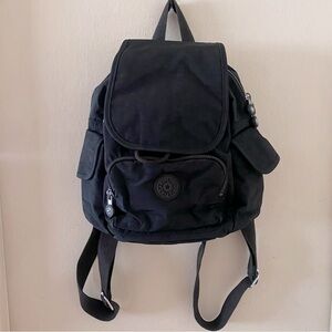 Kipling Small Black City Pack Backpack with Top Flap and Multiple Compartments